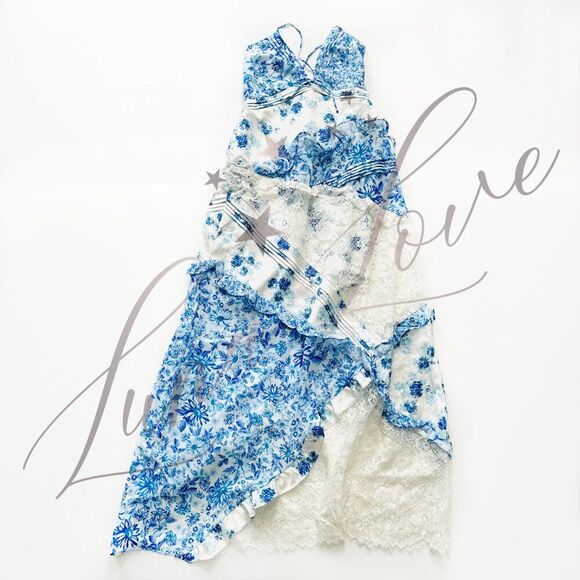 FOR LOVE & LEMONS Rosalyn Maxi Dress in Blue (size S) NWT - Picture 4 of 10